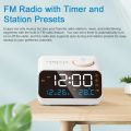 Multifunctional Alarm Clock with FM Radio Rechargeable LED Digital Clock with Temperature and Humidity Display Support Sound-Activated/Keep-on Switching, Brightness/Volume Adjustable, Snooze Function. 