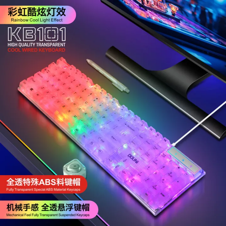 Douni%20KB101%20Colorful%20Luminous%20RGB%20Transparent%20Keyboard%20Mechanical%20Feel%20Laptop%20Gaming%20Wired%20Keyboard%20-%20Image%206