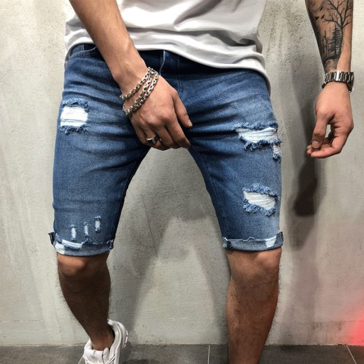 Mens%20Denim%20Chino%20Shorts%20Super%20STRETCH%20Skinny%20Slim%20Summer%20Half%20Pant%20Cargo%20Jeans%20-%20Image%204
