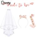 Bachelorette Party Bride To Be Bridal Shower Wedding Veil Headband Shoulder Strap Banner Set Wedding Party Decoration Supplies. 