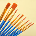 10 Pcs Artists Paint Brush Set Acrylic Watercolor Round Pointed Nylon Tip Multifunction Hook Line Short Pointed Pen. 