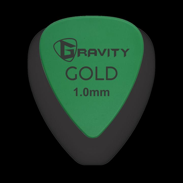 Gravity Picks Colored Gold Traditional Teardrop Guitar Pick - 1.0mm Green