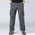 Men's Cargo Pants Casual Multickets  Tactical Pants Plus Size 44 Cotton Men Outwear  Loose Straight Long Trousers. 