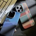 Magnetic Kevlar Carbon Fiber Pattern For iPhone 16Pro 15 Pro Maxhappy 14 13 12 Pro Plaid Personalized Phone Case For 12 13 14 Pro Max.