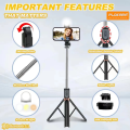 Plokama K9 Selfie Stick Tripod LED Selfie Stick Tripod 5 Feet 7 Inch. 