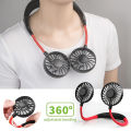 Hand Free Perosnal Fan USB Rechargeable Wearable Portable Handsfree Neckband Fan Mini Neck Double Fans 3 Speed Adjustable for Home Office Traveling. 