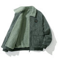 Coat Men's Autumn and Winter Fleece-lined Warm Japanese Retro Style Trends Corduroy Loose Casual Polo Collar Men's Clothing. 