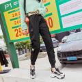 Women Fashion Streetwear Cargo Pants Black Ankle Length Elastic Waist Joggers Female Loose Trousers Casual Plus Size.