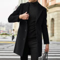 Men Wool Blend Long Coat Autumn Winter Solid Color Lapel Collar Woolen Coat Fashion Slim Windbreaker Jacket Men Clothing BunnyGarden.