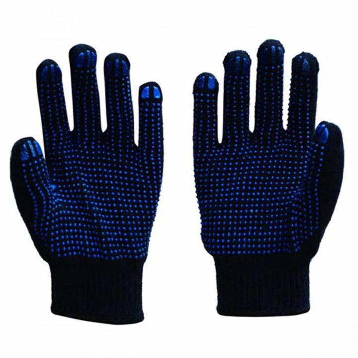 Cotton Knitted Dotted Hand Glove [Blue]