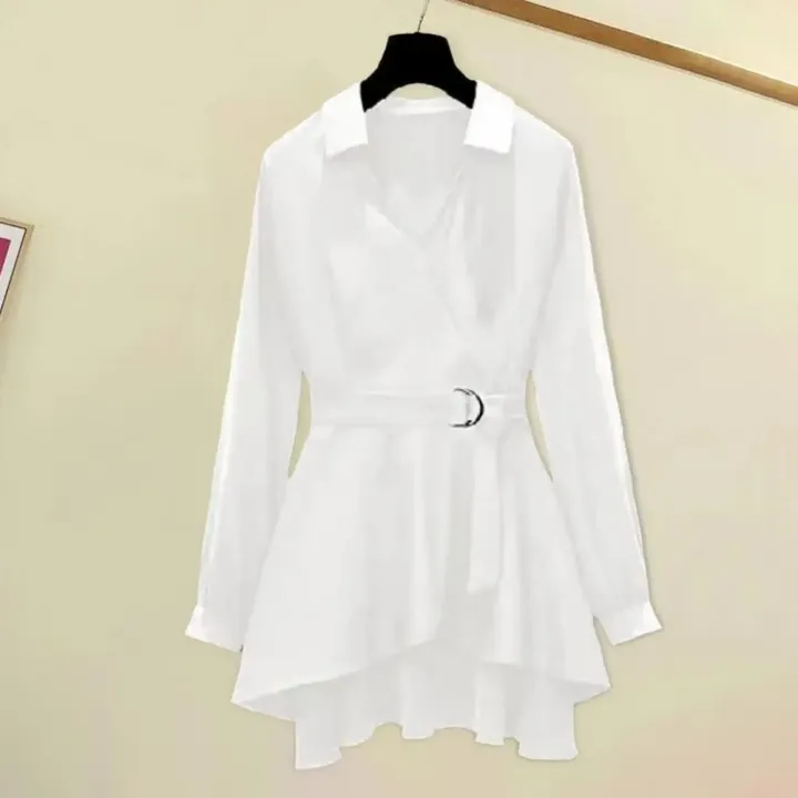 M-4XL%20Women's%20Shirt%20Lapel%20V%20Neck%20Long%20Sleeves%20Irregular%20Hem%20Plus%20Size%20Waist%20Tight%20Adjustable%20Belt%20Pullover%20Shirt%20Female%20Clothing%20-%20Image%204
