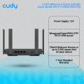 Cudy WR3000 AX3000 Gigabit Dual-Band Wi-Fi 6 Mesh Router - Black. 