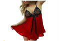 Baby Doll Lingerie Women Nightwear |net Baby Doll Nightwear| Baby Doll Night Dress | Women’s Lace Babydoll Night Dress-Black & Red. 