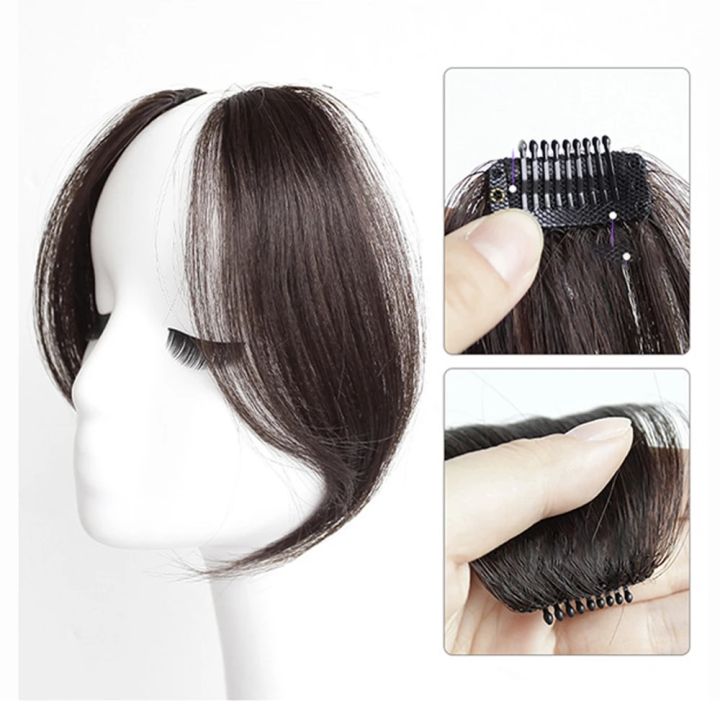 Simple Middle-part Bangs Hair Extensions Clip in the Front Side Bangs Synthetic Fringe Hairpiece French Middle Part Bangs