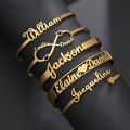 Custom Bangle Stainless Steel For Women Personalized Name Bracelet Letter Customized Charm Cuff Bangles Gold Infinity Jewelry.