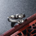Personalized Men Stainless Steel Rings Silver Black Steel Rings Retro Snake Head Titanium Steel Rings.