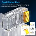 AMPCOM Professional Grade CAT6 Pass Through RJ45 Connector, 50μ Gold-Plated Ethernet Plugs for Solid/Stranded 23-26AWG UTP Ethernet Cables. 