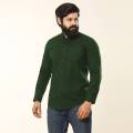 Bottle Green Color Cotton Solid Full Sleeve Casual Shirt for Men. 