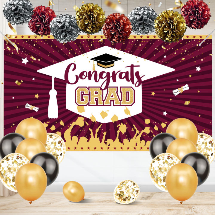 Amazon's new maroon graduation season outdoor decoration background cloth birthday party scene decoration background cloth