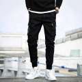 men's cargo pants  students loose overalls casual multi-pocket Korean jogger pants  Ankle-Length Pants fashion Elastic waistline. 