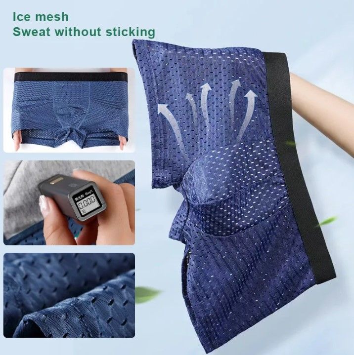Ice%20Silk%20Hombre%20Bamboo%20Mesh%20Breathable%20Mid-waist%20Cotton%20Men's%20Underwear%20-%20Image%204
