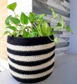 Jute Rope Plant Basket Modern Woven Basket for 8" Flower Pot Floor Indoor Planters, 8” x 8” Storage Organizer Basket Home Decor.