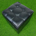 Square Shape PU Leather Rest Stool/mora 14"14"14" Black.