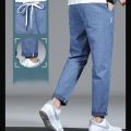 High Quality Brand Summer Stretch Cotton Hole Men's Ankle Length Jeans Thin Streetwear Design Denim Pants Korea Casual Trousers.