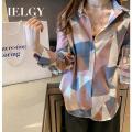 IELGY retro port wind shirt female design sense minority shirt loose slimming wild long-sleeved shirt.