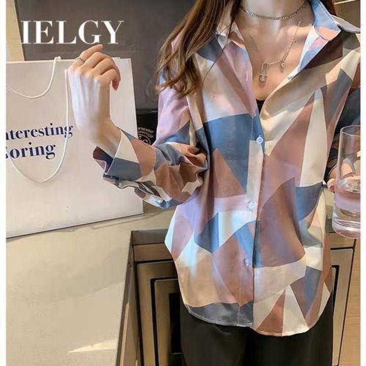 IELGY retro port wind shirt female design sense minority shirt loose slimming wild long-sleeved shirt
