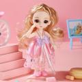 Doll Girl Toy Mini Doll Movable Joint Baby 3d Doll Beautiful Toys for Girls Clothes Dress Up 1/12 Fashion Doll 17cm Girls Gifts. 