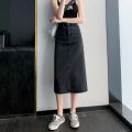 Fashion Denim Long Y2k Vintage High Waist Split Midi Jeans Skirt 2023 Summer Women's Clothing Korea Stylish. 