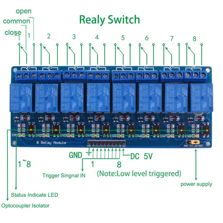 Arduino 8 channel relay module 8-channel 5V 10A Relay Module relay control board with optocoupler. Relay Output 8 way relay module