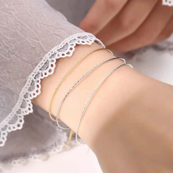 s925 sterling silver beaded universal bracelet for girls Lulutong adjustable simple thin bracelet perforated DIY hand ornament