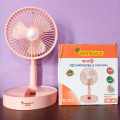 JOYKALY YG-737 Rechargeable Lithium Battery Strong Wind Foldable & Movable Table Fan With Light. 