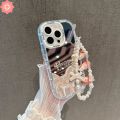 Creative Lovely Happy Bow Knot Fashion Cute Bracelet Case Compatible for IPhone 13 16 11 15 14 12 Pro Max 7Plus XR 15 16 8 7 Plus X XS Max Luxury Make Up Mirror Case. 