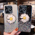 For Realme Note 50 4G Case Glitter Bling Soft Stars Moon Sequins Chrysanthemum Flowers Folding Bracket Transparent Silicone For Realme Note 50 Back Cover.