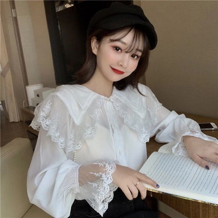 French%20Vintage%20Doll%20Collar%20Shirt%20Women%20Trend%20Korean%20Chiffon%20Cute%20Lace%20Patchwork%20Button%20up%20Lolita%20Blouse%20Preppy%20Top%20Long%20sleeve%20-%20Image%202