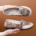 Canvas Fisherman Women's Shoes Ethnic Style Old Beijing Cloth Shoes Linen Flat Low-Cut Slip-on Mother Shoes Peas Shoes. 