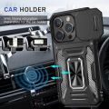 Slide Camera Case For iPhone 15 Pro Max 14 13 12 Pro Max 11 XR XS Max X 8 7 Ring Stand Armor Anti-fall Protection Kickstand Cove. 