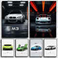 Black and White Super Luxury Sports Car poster Set For Wall Art Cars Model Details M3 E36 GT3 Canvas Painting Garage Room Decor. 
