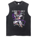 Vintage Vest Washed T-Shirt Anime One Piece Graphic Tank Top Cotton Sleeveless Streetwear Loose Trend T Shirt Men's Clothing. 