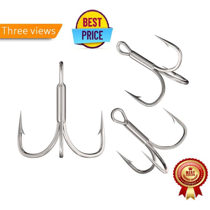 High Carbon Steel Fishing Hook  1 pc .Fishhooks Durable Treble Hooks with barb strong stiff hooks 1pc