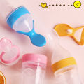 Silicone Baby Toddler Feeding Bottle with Spoon Fresh Food Cereal Squeeze Feeder Hot/66. 