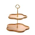 European-Style Cake Display Stand Double-Layer Wooden Tray Three-Layer Pastry Wood Pallet Banquet Wedding Banquet Dessert Display Wooden Tray.