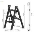 Folding Ladder Space Saving Non Slip Thickened Portable Black Sturdy Stepladder for Three layers.
