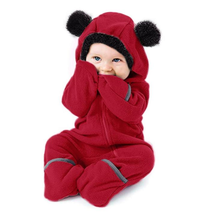 (NEW)Toddler Baby Boys Cartoon Ears Hoodie Zip Clothes Jumpsuit