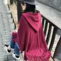 Women's Hooded Shawl Autumn and Winter Loose Tassel Shawl Cape Scarf Dual-Use Sweater Coat Batwing Shirt plus Size Women's Clothing.