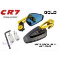 Handle End Looking Glass For Motorcycle, Rearview Luxury Mirror Universal Model. CR7 2 Pcs-Gold. 