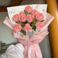 New Tulip Rose Macaron Color Fuzzy Wire Encrypted Fur Root Top Knitting Plush Strip Material Package Super Density DIY Flower Bouquet. 